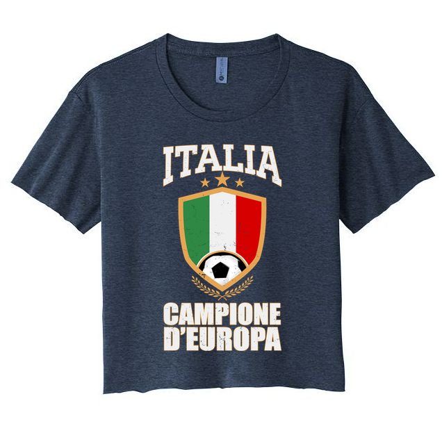 Italia Campione D'Europa Soccer Flag Shield Logo Crop Top