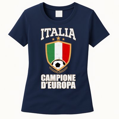 Italia Campione D'Europa Soccer Flag Shield Logo Womens T-Shirt