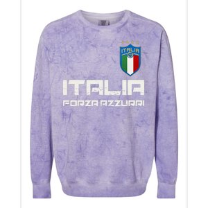 Italia Forza Azzurri Soccer FutbolItaly Flag Logo Colorblast Crewneck Sweatshirt