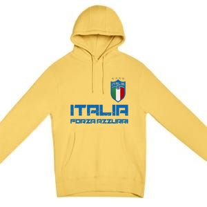 Italia Forza Azzurri Soccer FutbolItaly Flag Logo Premium Pullover Hoodie