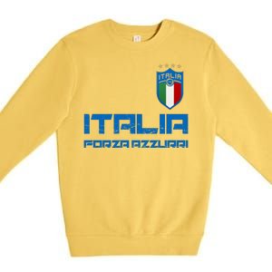 Italia Forza Azzurri Soccer FutbolItaly Flag Logo Premium Crewneck Sweatshirt