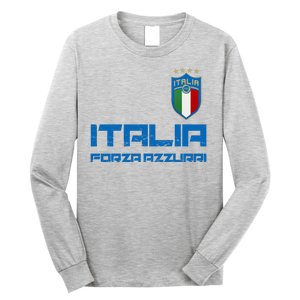 Italia Forza Azzurri Soccer FutbolItaly Flag Logo Long Sleeve Shirt