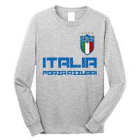 Italia Forza Azzurri Soccer FutbolItaly Flag Logo Long Sleeve Shirt