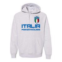 Italia Forza Azzurri Soccer FutbolItaly Flag Logo Premium Hoodie