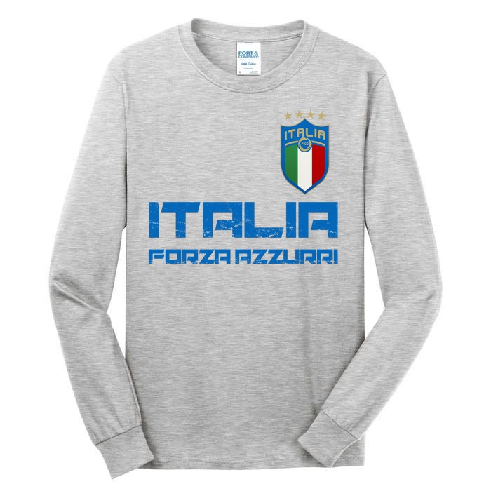 Italia Forza Azzurri Soccer FutbolItaly Flag Logo Tall Long Sleeve T-Shirt