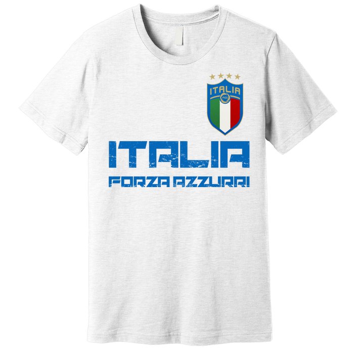 Italia Forza Azzurri Soccer FutbolItaly Flag Logo Premium T-Shirt