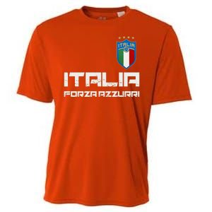 Italia Forza Azzurri Soccer FutbolItaly Flag Logo Cooling Performance Crew T-Shirt