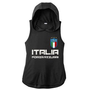 Italia Forza Azzurri Soccer FutbolItaly Flag Logo Ladies PosiCharge Tri-Blend Wicking Draft Hoodie Tank