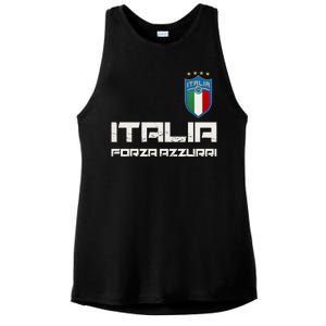 Italia Forza Azzurri Soccer FutbolItaly Flag Logo Ladies PosiCharge Tri-Blend Wicking Tank