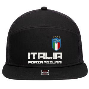 Italia Forza Azzurri Soccer FutbolItaly Flag Logo 7 Panel Mesh Trucker Snapback Hat