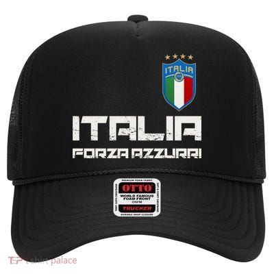 Italia Forza Azzurri Soccer FutbolItaly Flag Logo High Crown Mesh Back Trucker Hat