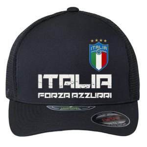 Italia Forza Azzurri Soccer FutbolItaly Flag Logo Flexfit Unipanel Trucker Cap