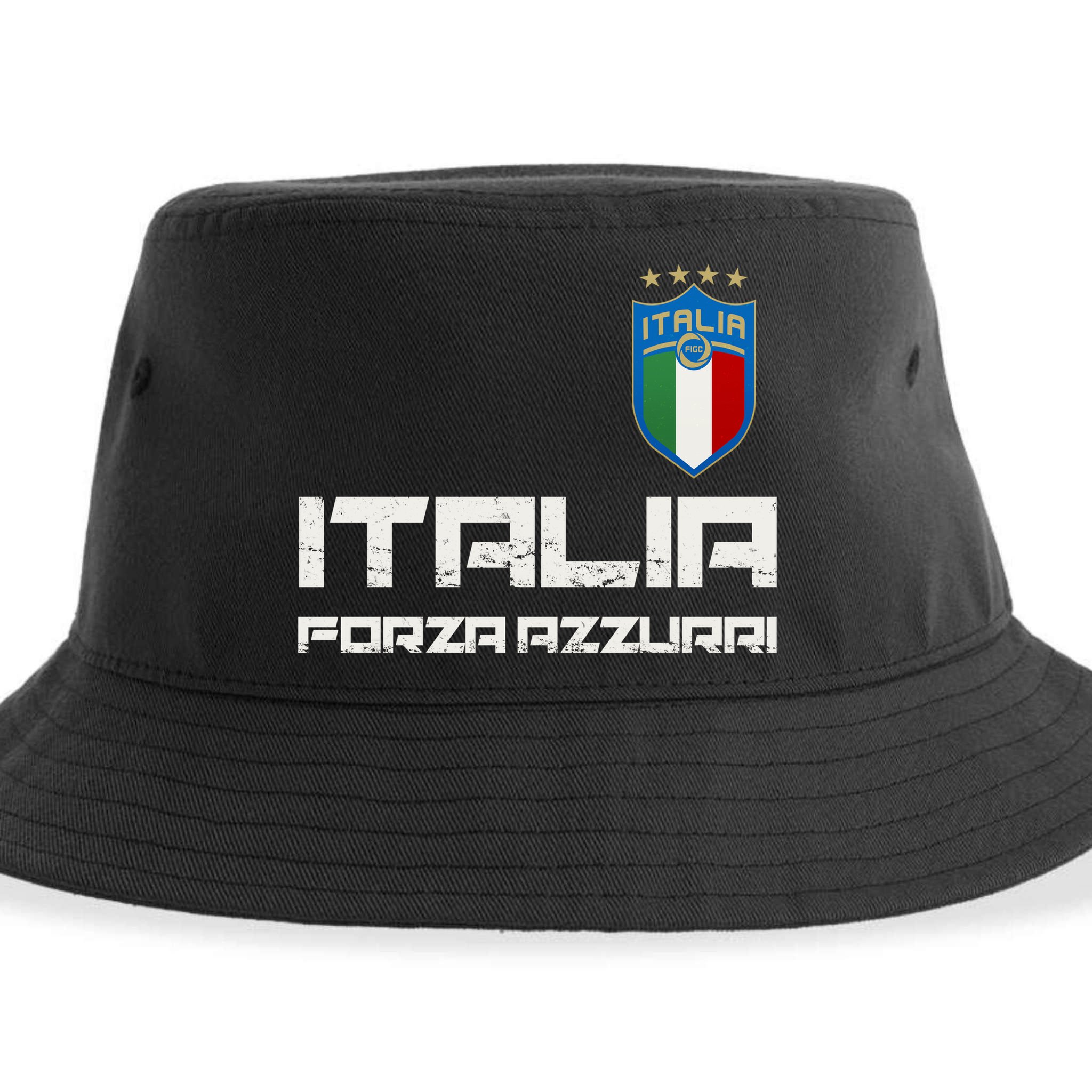 Italia Forza Azzurri Soccer FutbolItaly Flag Logo Sustainable Bucket Hat
