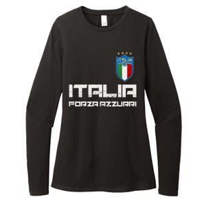 Italia Forza Azzurri Soccer FutbolItaly Flag Logo Womens CVC Long Sleeve Shirt