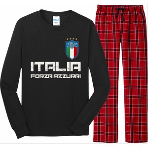 Italia Forza Azzurri Soccer FutbolItaly Flag Logo Long Sleeve Pajama Set