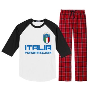 Italia Forza Azzurri Soccer FutbolItaly Flag Logo Raglan Sleeve Pajama Set