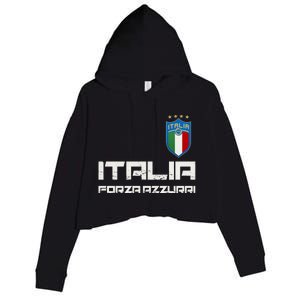 Italia Forza Azzurri Soccer FutbolItaly Flag Logo Crop Fleece Hoodie