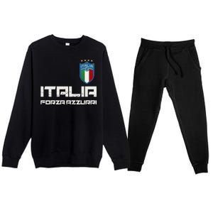 Italia Forza Azzurri Soccer FutbolItaly Flag Logo Premium Crewneck Sweatsuit Set