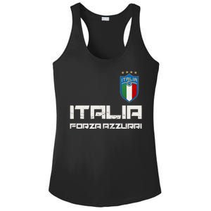 Italia Forza Azzurri Soccer FutbolItaly Flag Logo Ladies PosiCharge Competitor Racerback Tank