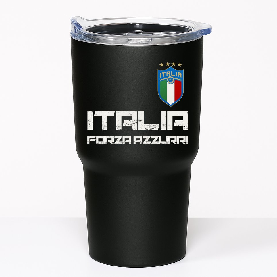 Italia Forza Azzurri Soccer FutbolItaly Flag Logo Tumbler