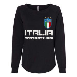 Italia Forza Azzurri Soccer FutbolItaly Flag Logo Womens California Wash Sweatshirt