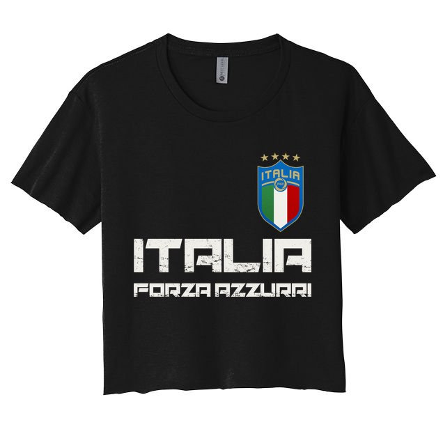 Italia Forza Azzurri Soccer FutbolItaly Flag Logo Crop Top