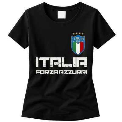 Italia Forza Azzurri Soccer FutbolItaly Flag Logo Womens T-Shirt