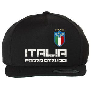 Italia Forza Azzurri Soccer FutbolItaly Flag Logo Wool Snapback Cap