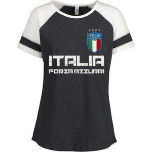 Italia Forza Azzurri Soccer FutbolItaly Flag Logo Enza Ladies Jersey Colorblock Tee