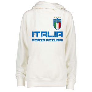 Italia Forza Azzurri Soccer FutbolItaly Flag Logo Womens Funnel Neck Pullover Hood