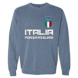 Italia Forza Azzurri Soccer FutbolItaly Flag Logo Garment-Dyed Sweatshirt