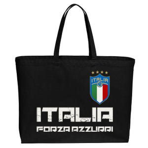 Italia Forza Azzurri Soccer FutbolItaly Flag Logo Cotton Canvas Jumbo Tote