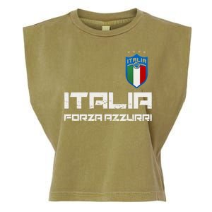 Italia Forza Azzurri Soccer FutbolItaly Flag Logo Garment-Dyed Women's Muscle Tee