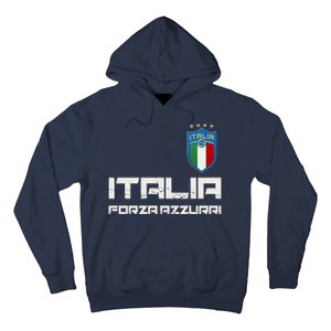 Italia Forza Azzurri Soccer FutbolItaly Flag Logo Hoodie