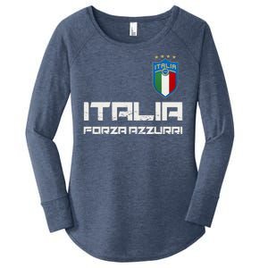 Italia Forza Azzurri Soccer FutbolItaly Flag Logo Women's Perfect Tri Tunic Long Sleeve Shirt