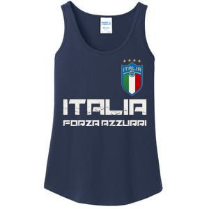 Italia Forza Azzurri Soccer FutbolItaly Flag Logo Ladies Essential Tank