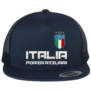 Italia Forza Azzurri Soccer FutbolItaly Flag Logo Flat Bill Trucker Hat