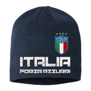 Italia Forza Azzurri Soccer FutbolItaly Flag Logo Sustainable Beanie