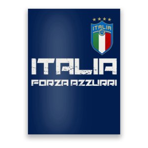 Italia Forza Azzurri Soccer FutbolItaly Flag Logo Poster