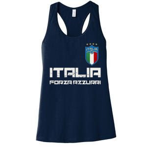 Italia Forza Azzurri Soccer FutbolItaly Flag Logo Women's Racerback Tank