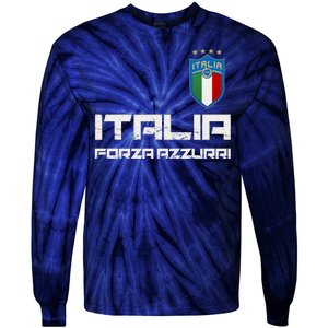 Italia Forza Azzurri Soccer FutbolItaly Flag Logo Tie-Dye Long Sleeve Shirt