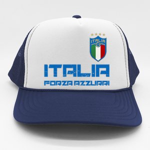 Italia Forza Azzurri Soccer FutbolItaly Flag Logo Trucker Hat