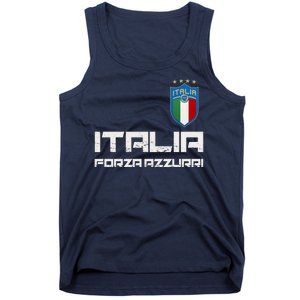 Italia Forza Azzurri Soccer FutbolItaly Flag Logo Tank Top