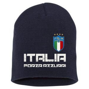 Italia Forza Azzurri Soccer FutbolItaly Flag Logo Short Acrylic Beanie