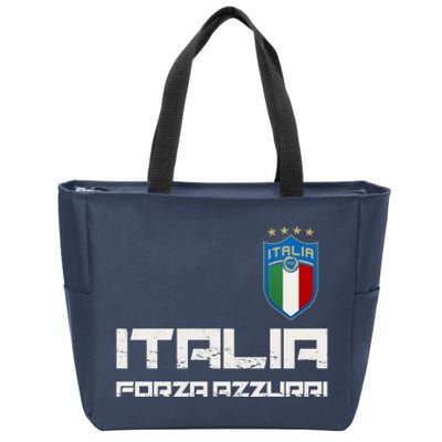 Italia Forza Azzurri Soccer FutbolItaly Flag Logo Zip Tote Bag