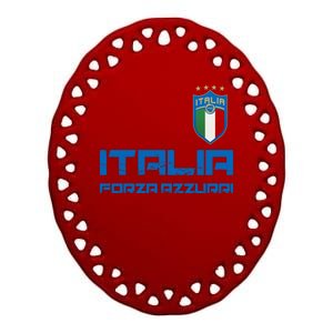 Italia Forza Azzurri Soccer FutbolItaly Flag Logo Ceramic Oval Ornament