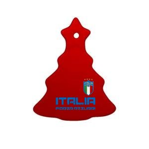 Italia Forza Azzurri Soccer FutbolItaly Flag Logo Ceramic Tree Ornament