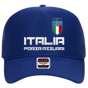 Italia Forza Azzurri Soccer FutbolItaly Flag Logo High Crown Mesh Back Trucker Hat