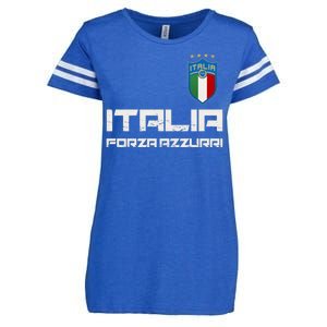 Italia Forza Azzurri Soccer FutbolItaly Flag Logo Enza Ladies Jersey Football T-Shirt