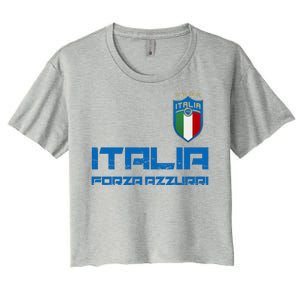 Italia Forza Azzurri Soccer FutbolItaly Flag Logo Women's Crop Top Tee